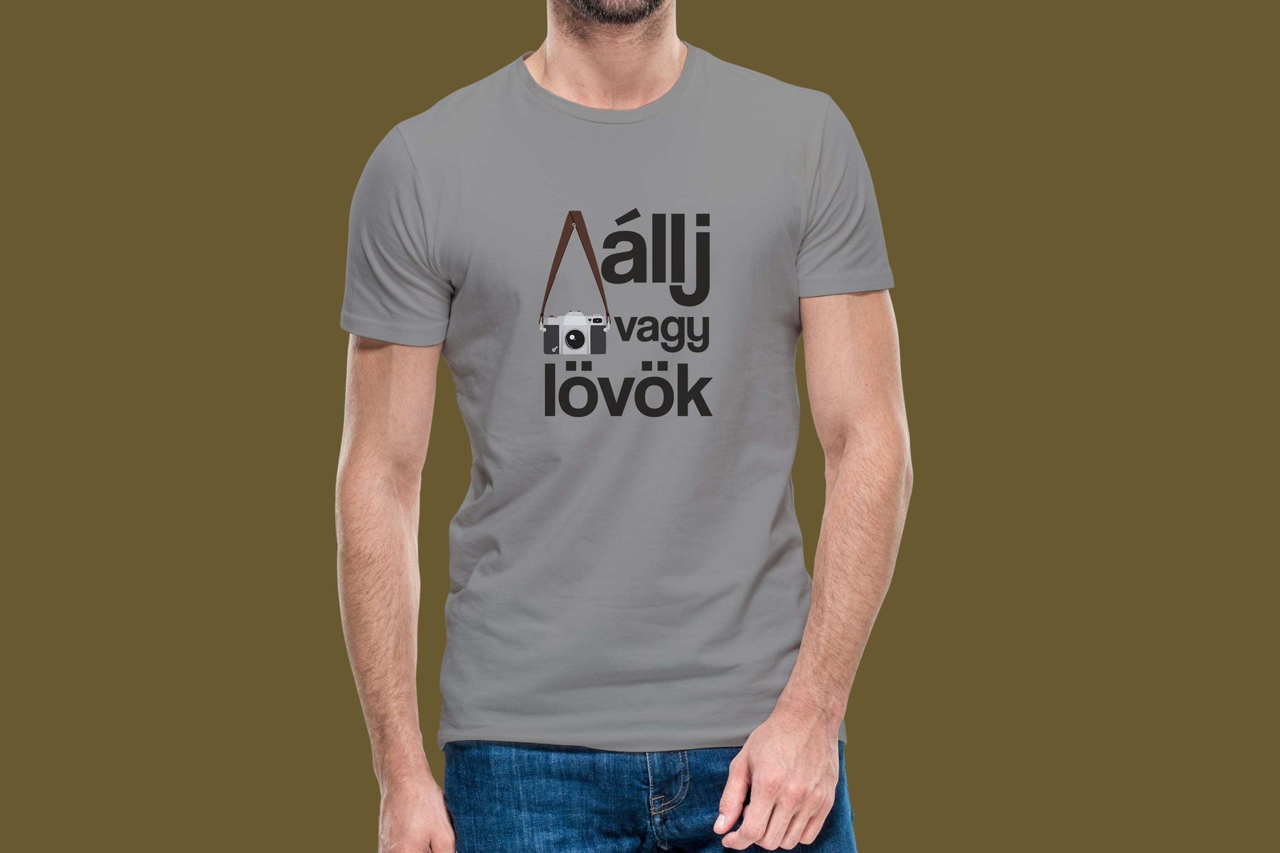Állj vagy lövök - egyedi fotós nyomtatott hobbi póló