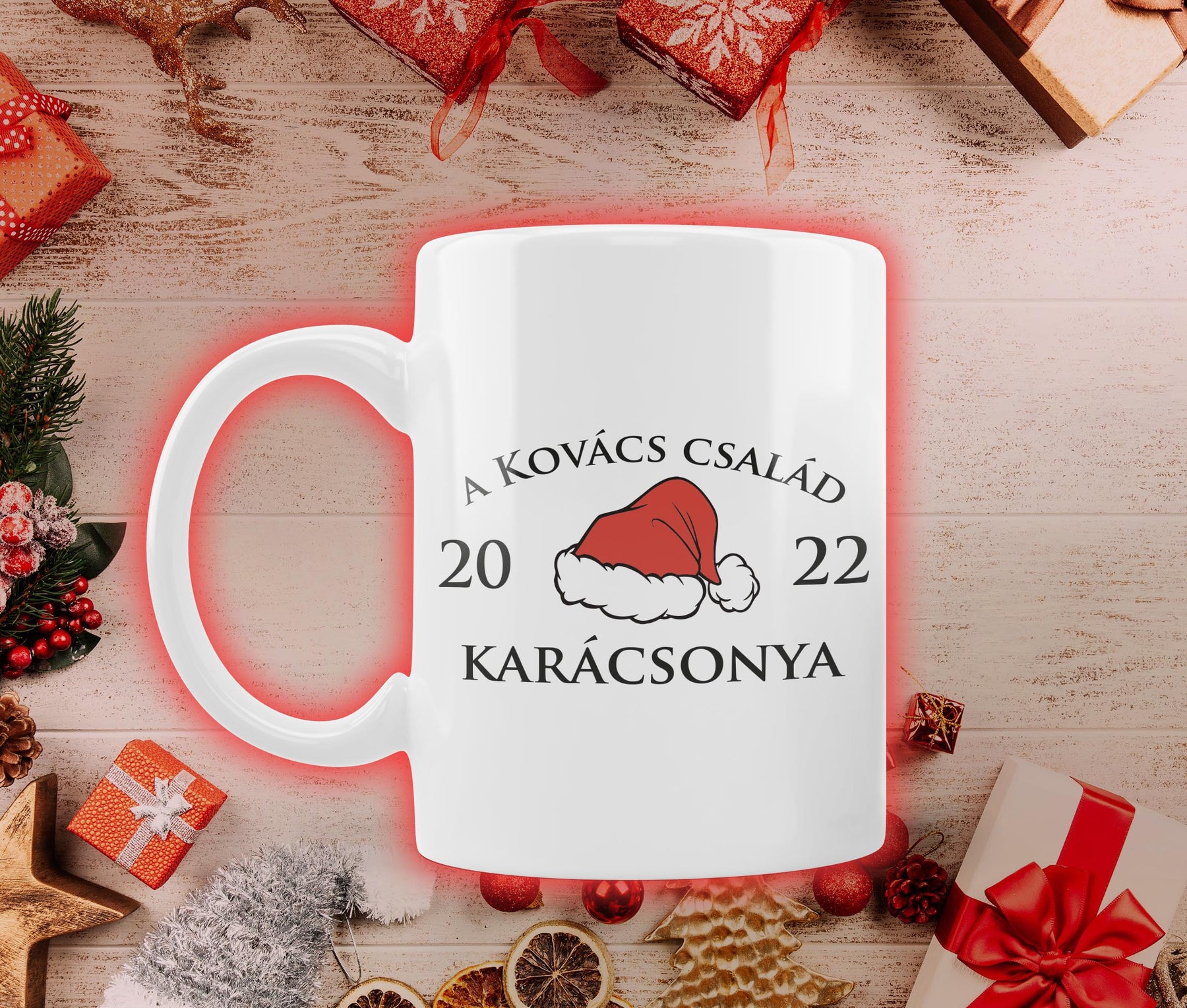 Karácsonyi Családi Bögre Egyedi Felirattal