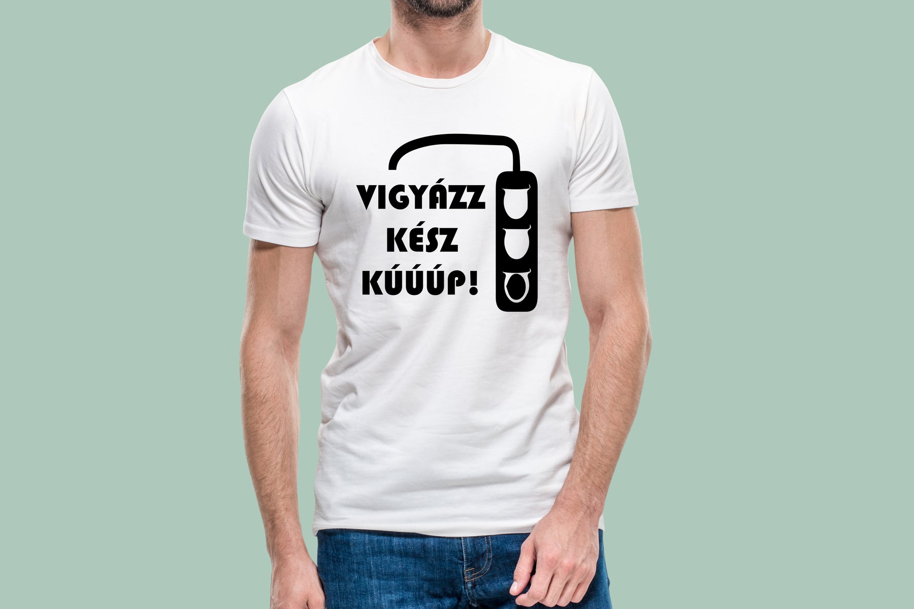 Vigyázz, kész, kúp! - férfi póló